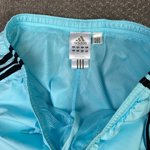 NWOT Vintage Y2K Adidas Windbreaker Track Pants Women's Large Semi Blue Burst - Picture 9 of 16